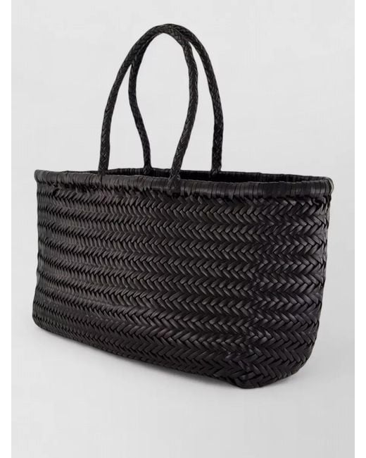 Dragon Diffusion Black Beach Bag Shopper Braided Handles Woven Design