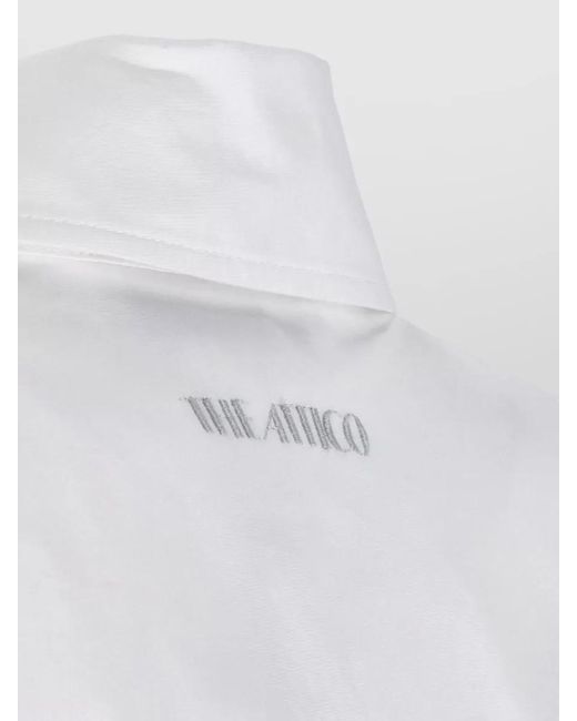 The Attico White Knee Length Top Long Sleeves Tie Detail