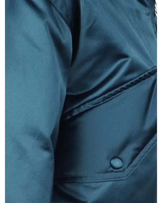 Victoria Beckham Blue Padded Bomber Jacket Buttons Elasticated Hem