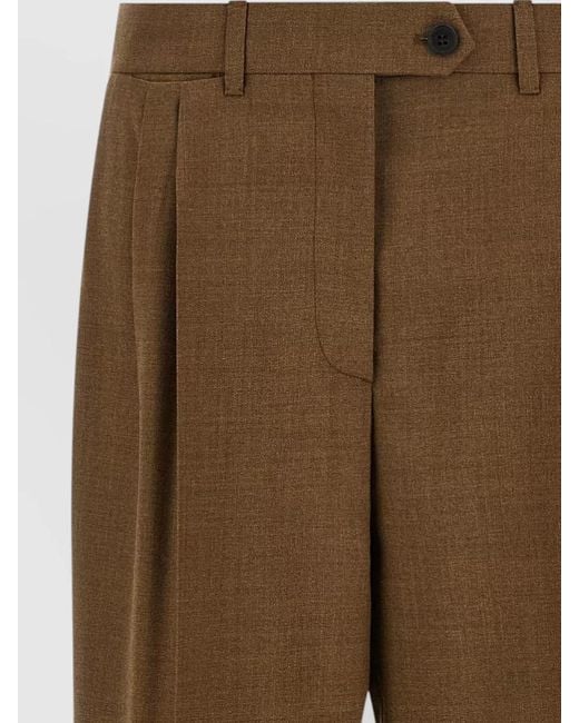 Prada Brown High Rise Tailored Wool Wide Leg Pants