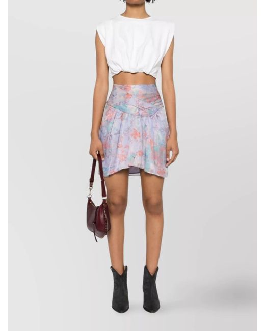 IRO White Abstract Pattern Silk Mini Skirt