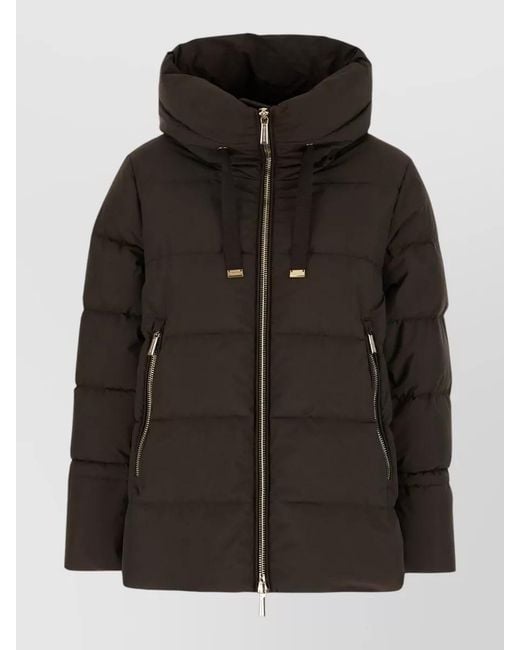 Moorer Black Gadia Hooded Polyester Down Jacket