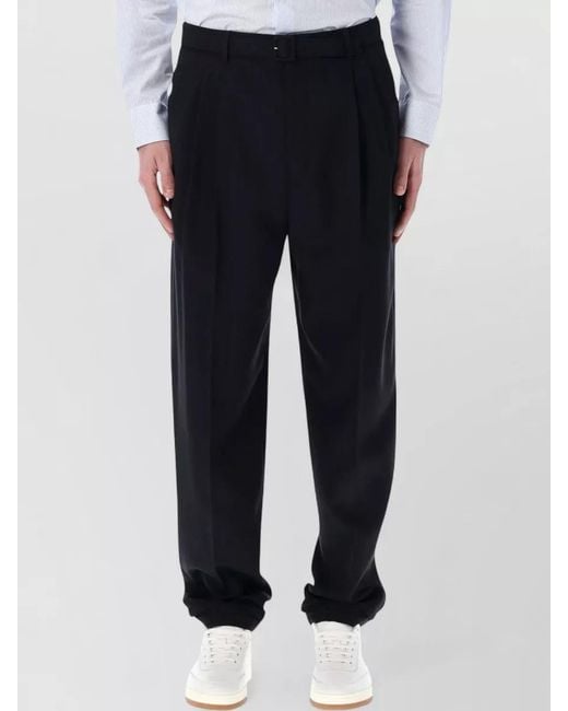 Saint Laurent Black Tailored Pleat Front Formal Trousers Belt Loops for men