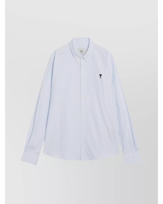 AMI White Ami De Coeur Pinstripe Shirt for men