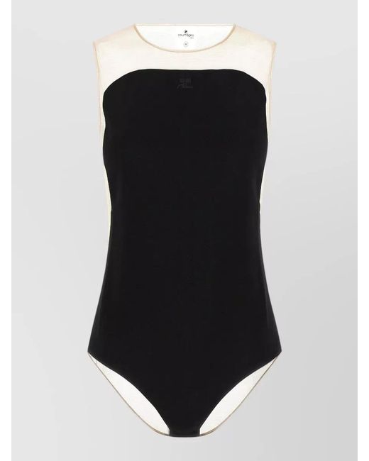 Courreges Black Sleeveless Crew-Neck Bodysuit