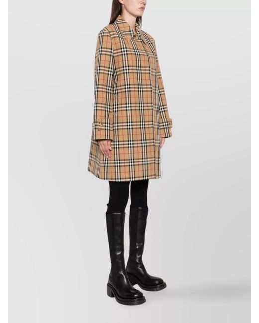 Burberry Natural Cotton Checked Single-Breasted Coat