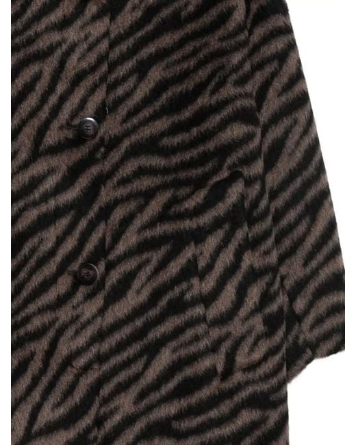 Alysi Black Brushed Tiger-Print Collarless Jacket