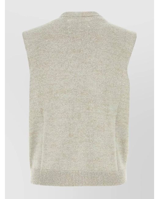 Maison Margiela Natural Mélange Bouclé Knit V-Neck Vest for men