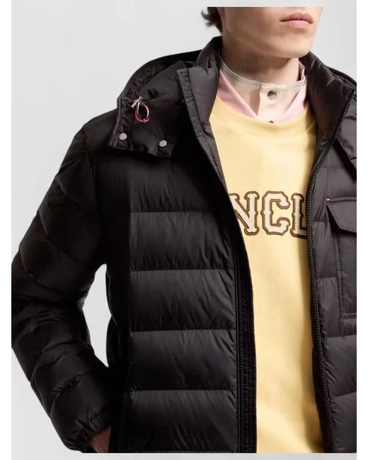 Moncler Black Piumino Corto Verith Con Cappuccio for men