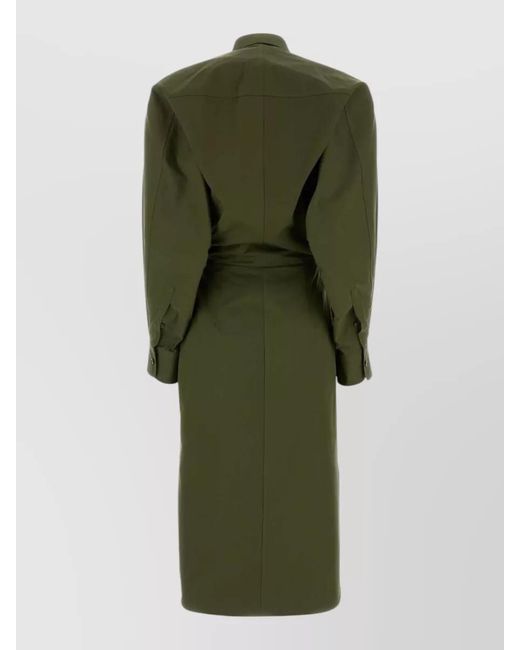 Givenchy Green Cotton Poplin Long-Sleeve Midi Shirt Dress