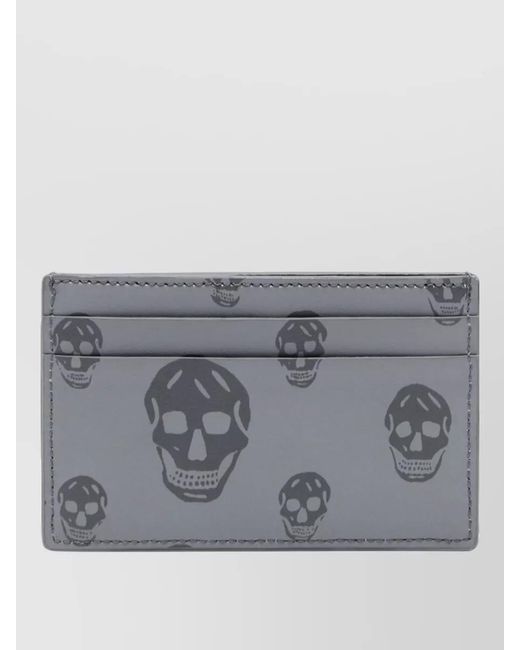 McQueen Gray Leather Cardholder for men