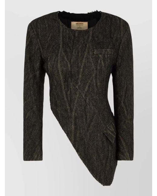 Uma Wang Black Asymmetric Jacket Gilet Back Tie Detail