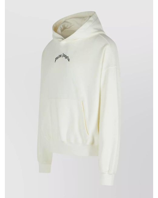 Palm Angels White Logo Print Cotton Hoodie for men