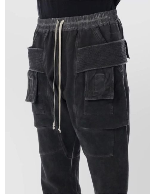 Rick Owens Black Cargo Drawstring Pants Casual Fit for men