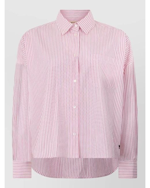 Weekend by Maxmara Pink Aureo Striped Cotton Shirt Relaxed Fit
