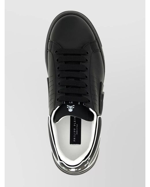 Philipp Plein Black Leather Low-Top Sneakers for men