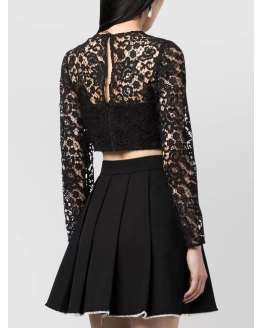 Self-Portrait Black Sheer Lace Cropped Blouse
