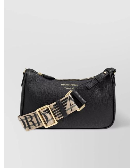 Emporio Armani Black Pebbled Faux Leather Baguette Mini Shoulder Bag
