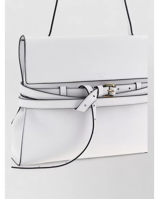 Moschino White Shoulder Bag Tie Me Top Handle Strap