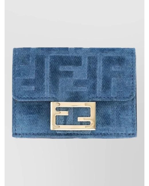 Fendi Blue Micro Trifold Baguette Keyring