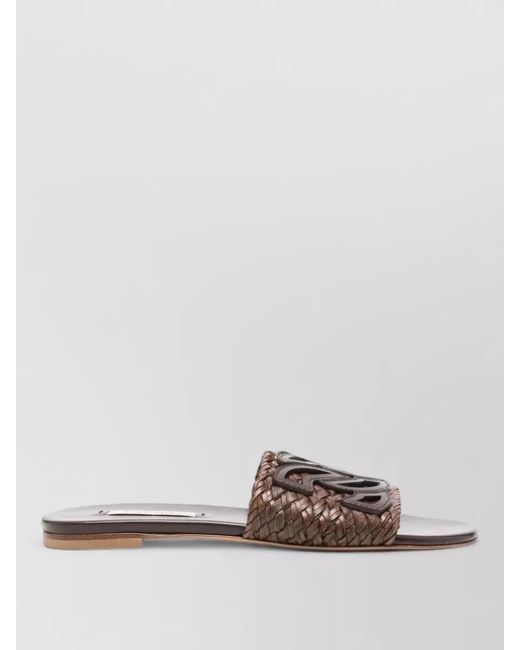 Casadei Multicolor Leather Woven Flat Sandals