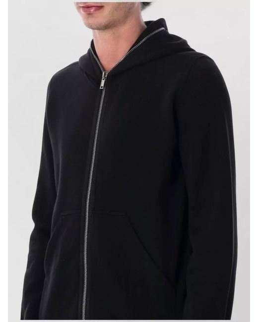 Rick Owens Blue Hooded Cotton Jersey Hip Length Jacket for men
