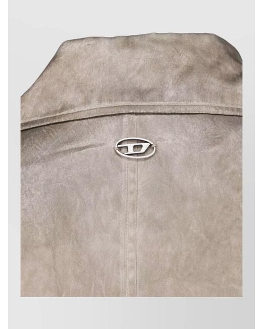 DIESEL Gray Belted Double Breasted Casual Coat Long Sleeves