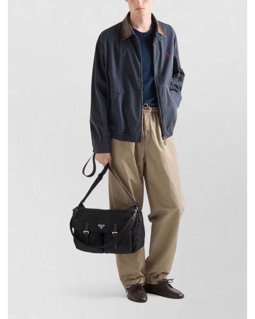 Prada Black Shoulder Bag Tessuto Pelle Adjustable Strap for men
