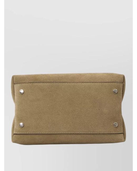 Tod's Natural Micro Suede Leather Shoulder And Top Handle Bag