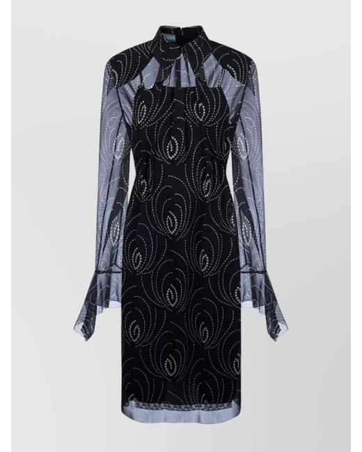 Prada Blue Printed Midi Dress