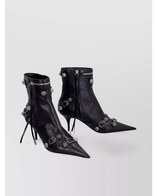 Balenciaga White Lamb Leather Patent Pointy Toe Ankle Boots