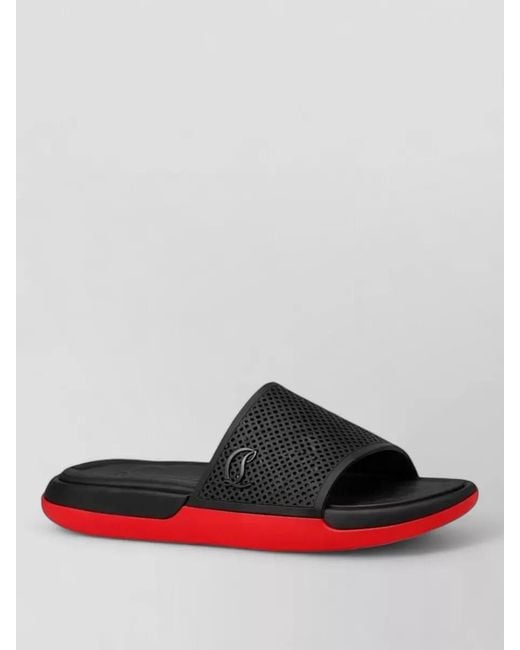 Christian Louboutin Red Rubber Logo-Detail Slides for men