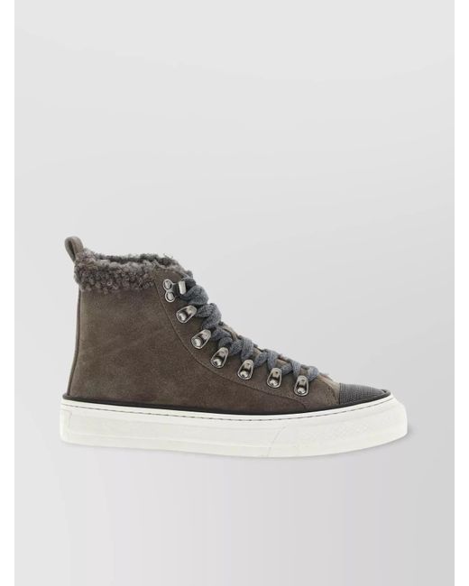 Brunello Cucinelli Gray Luxe Rubber Sole Sneakers