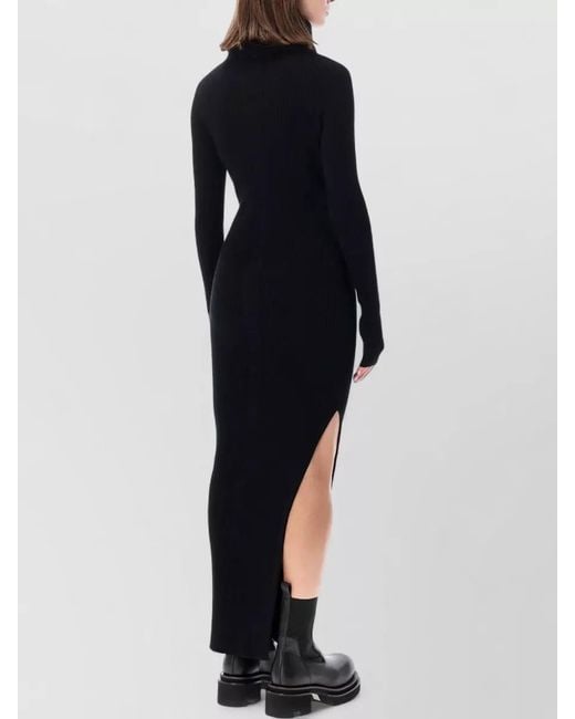 Rick Owens Blue Long Sleeve Rib Knit Turtleneck Dress Maxi