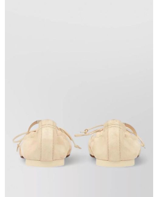 MM6 by Maison Margiela Natural Leather Square Toe Ballerina Flats