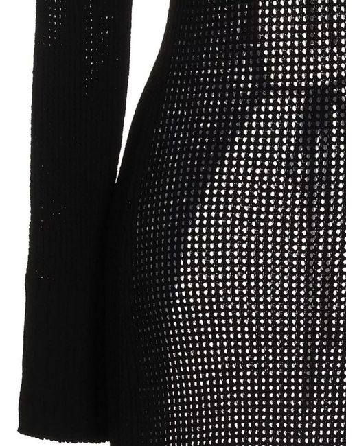 ANDREADAMO Black Openwork Long Knitted Dress
