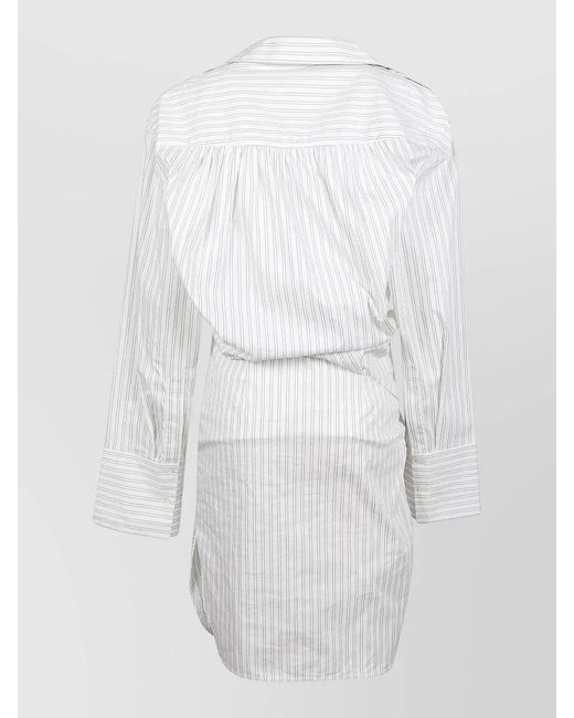 IRO White Lazul Striped Wrap Dress Long Sleeves