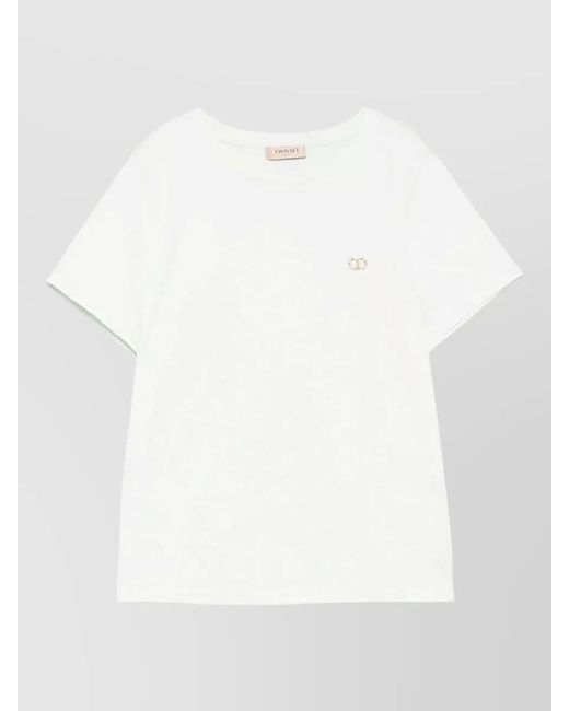 Twinset White Round Neck Short Sleeve Jersey Top