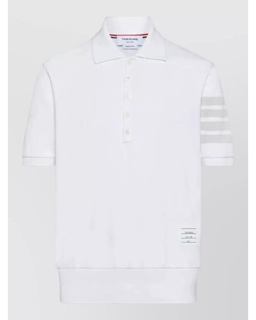 Thom Browne White Cotton Piqué Polo Shirt for men