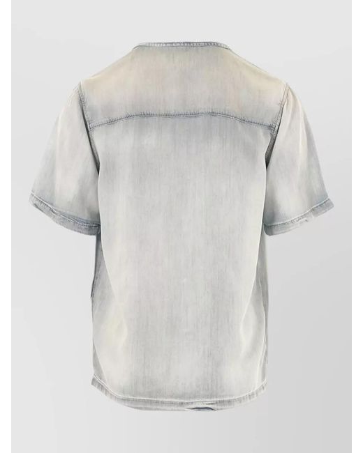 DIESEL White Short Sleeves Shirt Spread Collar Nylon Silk for men