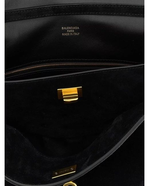 Balenciaga Black Rodeo Medium Suede Shoulder Top Handle Bag
