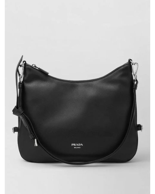 Prada Black Shoulder Bag Adjustable Strap Tone Hardware