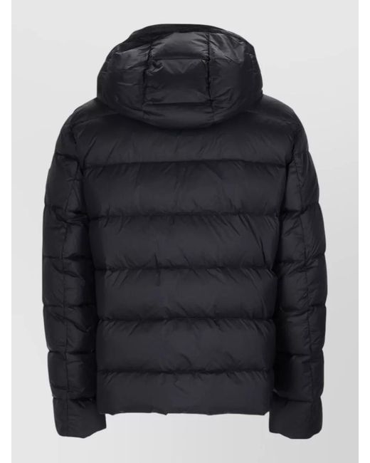 Fay Black Hooded Padded Jacket Long Sleeves Regular Fit for men