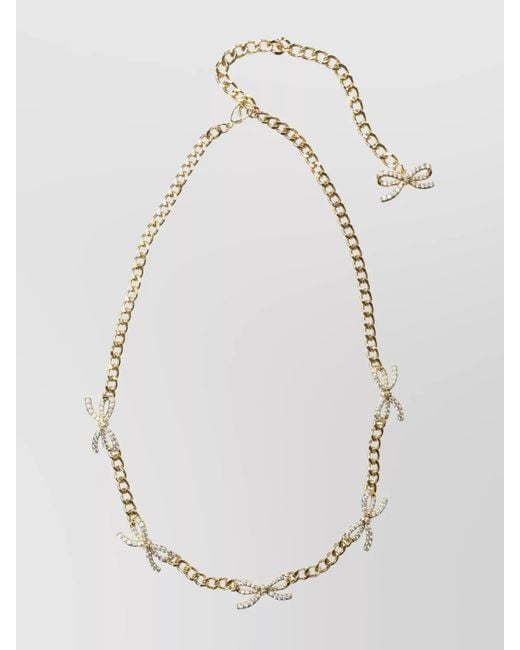 Self-Portrait White Crystal Bow Necklace