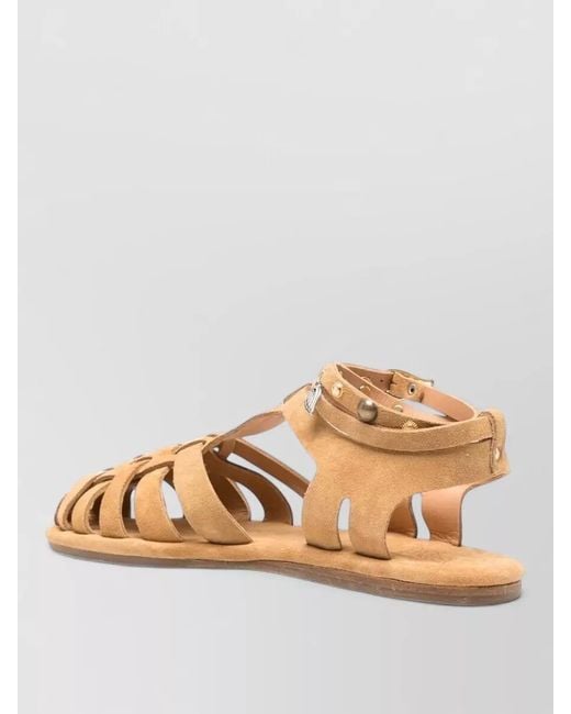 Ancient Greek Sandals Natural Karina Flat Sandals Ankle Strap