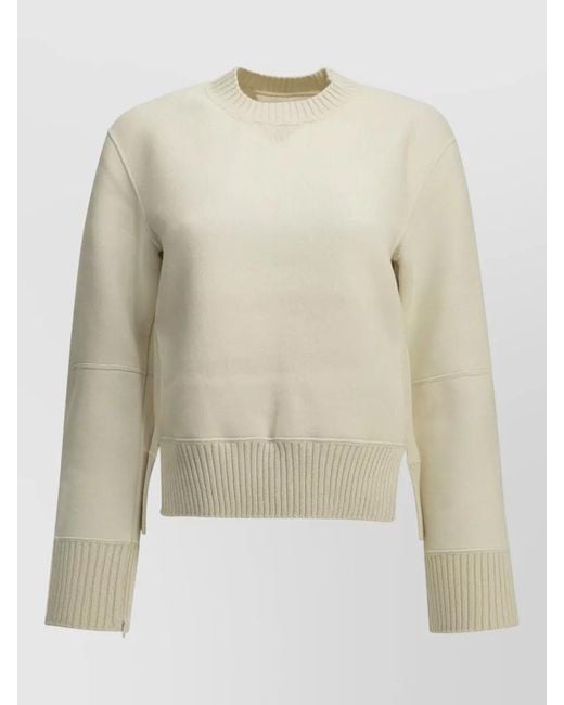Sacai Natural Cotton Cashmere Crew Neck Knit Sweater