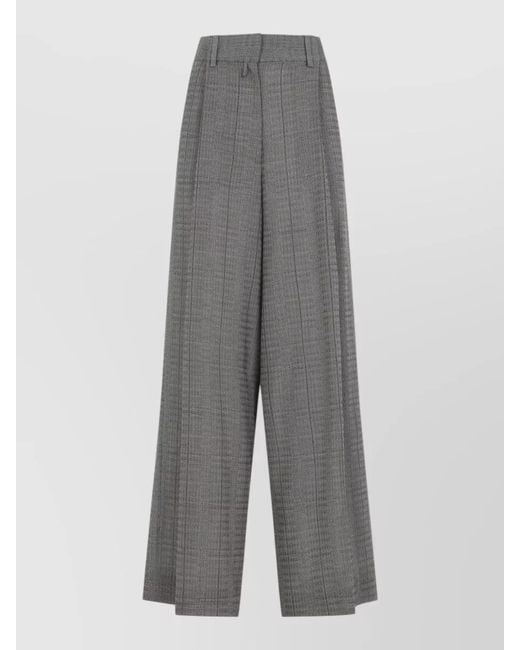 Dries Van Noten Gray Wool Wide-Leg Trousers