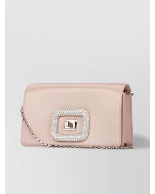 Roger Vivier Pink Leather Clutch Bag