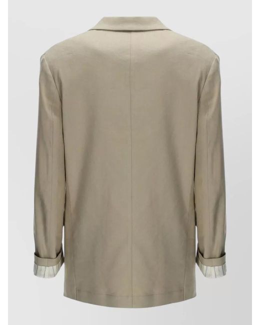 Alysi Natural Linen Blend Blazer Jacket Notch Lapel