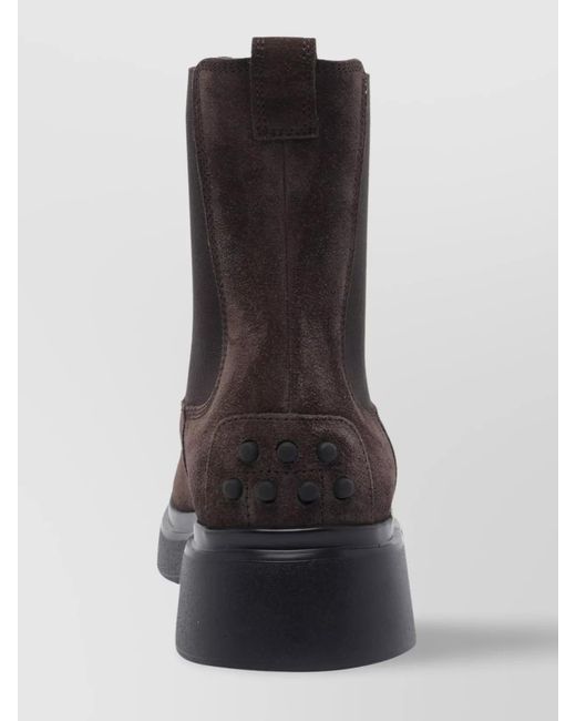 Tod's Black Suede Ankle Boots With Elastic Side Panels
